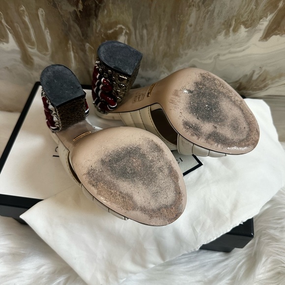 Malaga Kid Kingsnake Webby Crossover High Heel Slide Sandals Sz 38 Mystic White - Picture 8 of 9